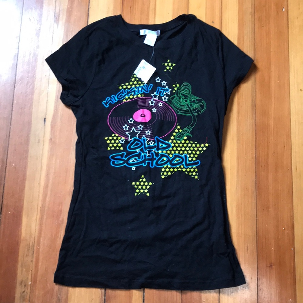 NWT Y2K Neon Kickin’ It Old School Graphic Top